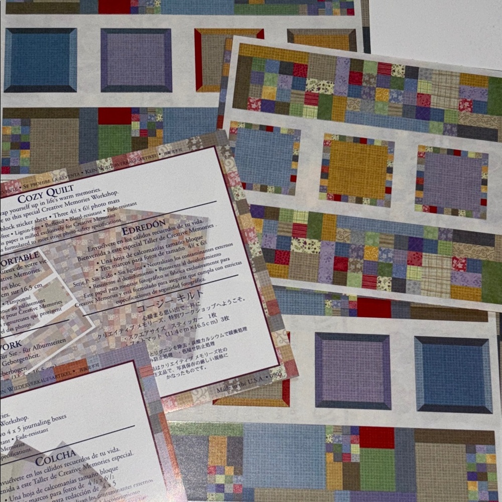 Creative Memories Colorful Quilt Pattern Paper Kits Y2K stickers
